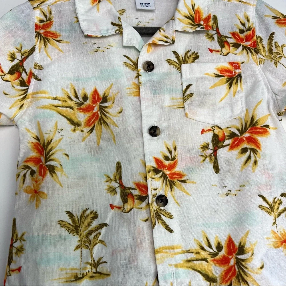 Short-Sleeve‎ Linen-Blend Pocket Shirt for Boys 18-24 M